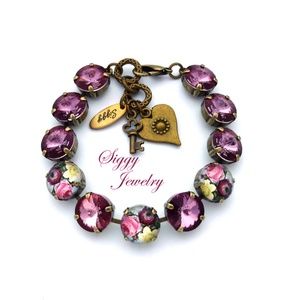 Swarovski Crystal and Flower Antique Pink Bracelet
